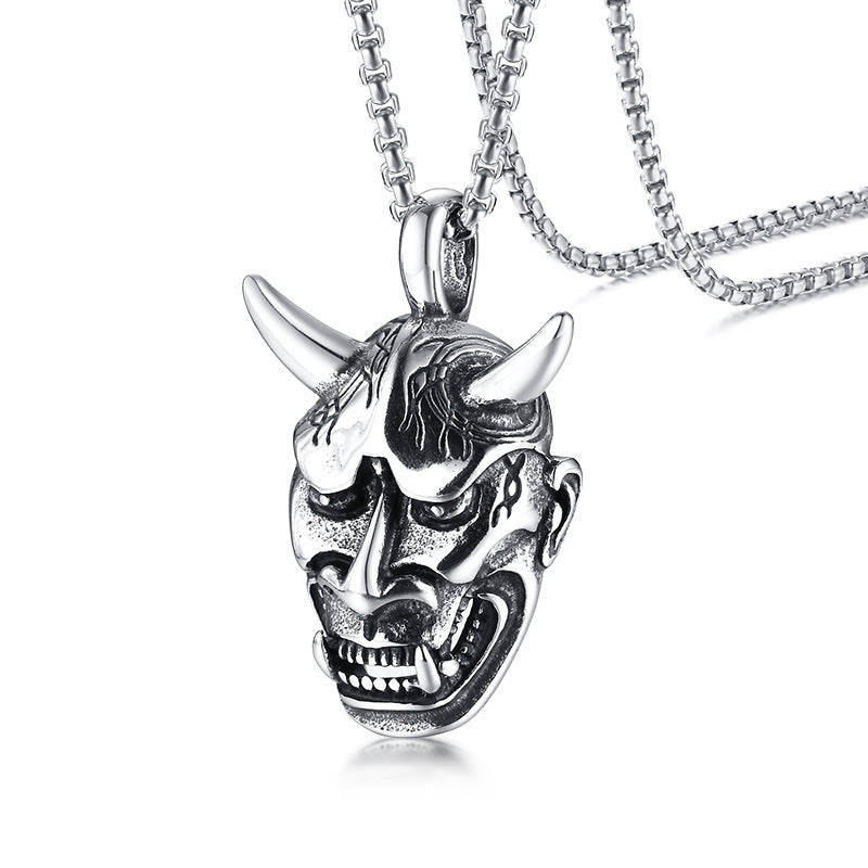 Wholesale Golden Horned Prajna Men's Ghost Mask Necklace